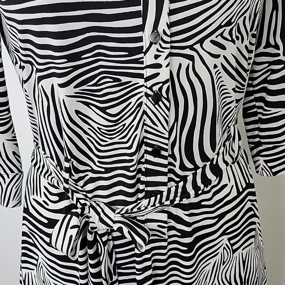 Merona Shirtwaist Zebra Print Dress SZ M - Picture 2 of 10